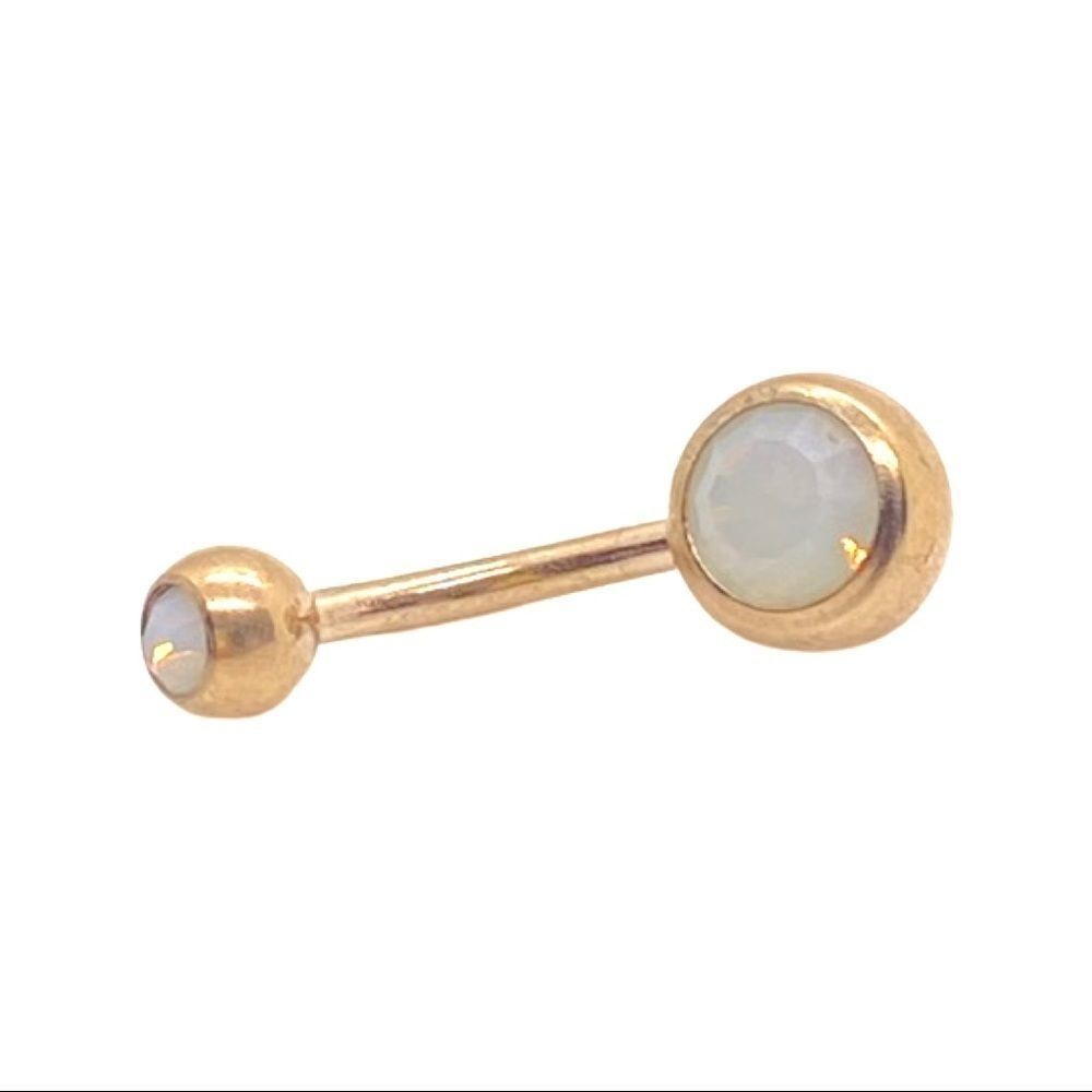 Belly Ring Rose Gold Colored Frosted White
